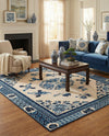Bazaar Chic Collection Area Rug -  Casablanca Square Ivory and Blue  lifestyle 55