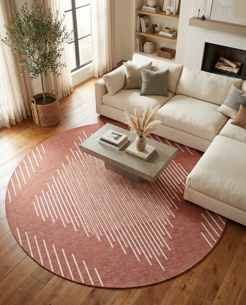 Urban Terrace Collection Area Rug -  Chelsea (Rust Red) Round Rust Red  lifestyle 71