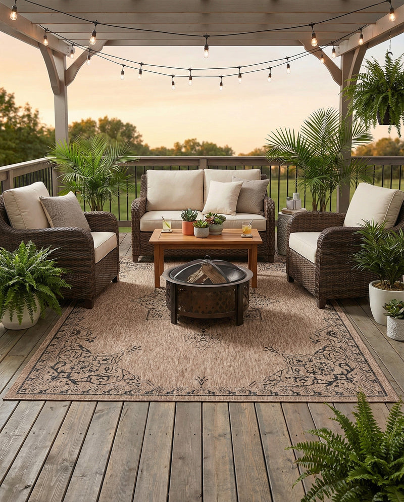 Patio Heritage Collection Area Rug -  Charleston (Beige) Rectangle Beige  lifestyle 8