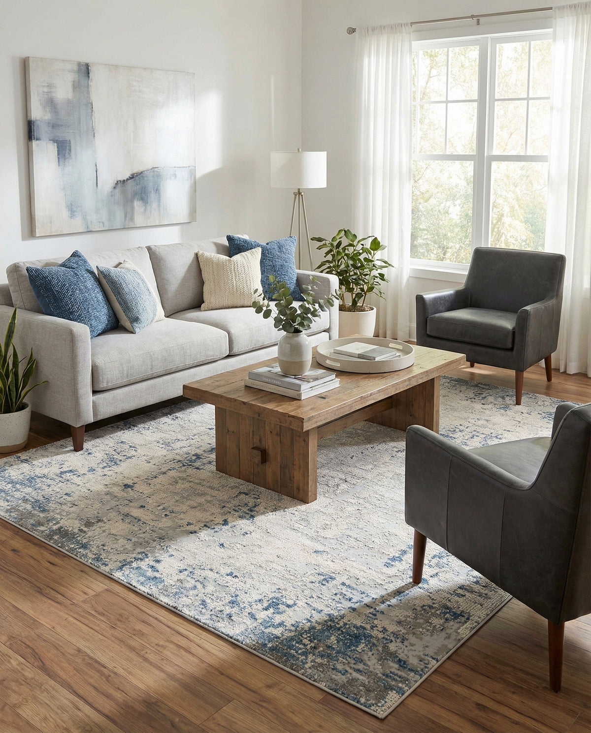 Aegean Elegance Collection Area Rug -  Milos Rectangle Gray Blue  lifestyle 4