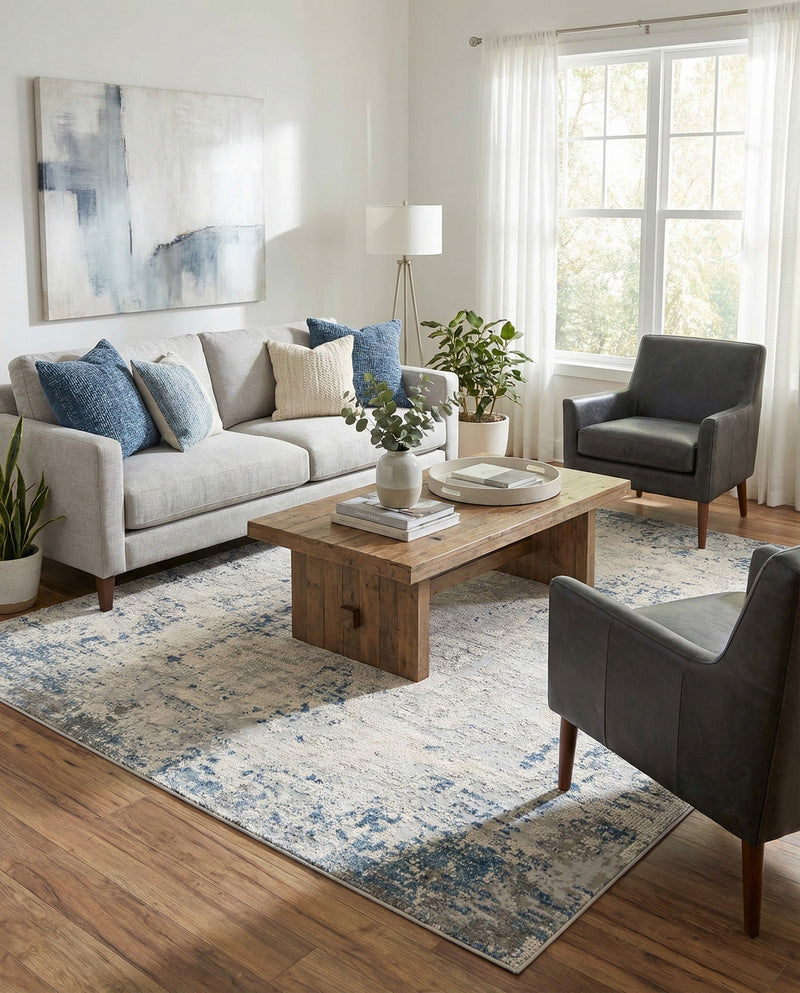 Aegean Elegance Collection Area Rug -  Milos Rectangle Gray Blue  lifestyle 4