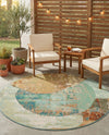Urban Terrace Collection Area Rug -  Portico Round Multi  lifestyle 74