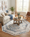 Savannah Elegance Collection Area Rug -  Tybee (Gray Blue) Octagon Gray Blue  lifestyle 74