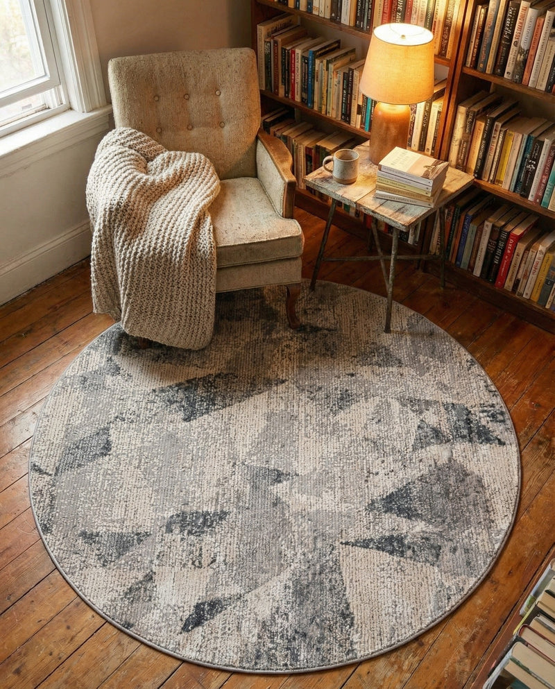 Aegean Elegance Collection Area Rug -  Crete Round Gray  lifestyle 37