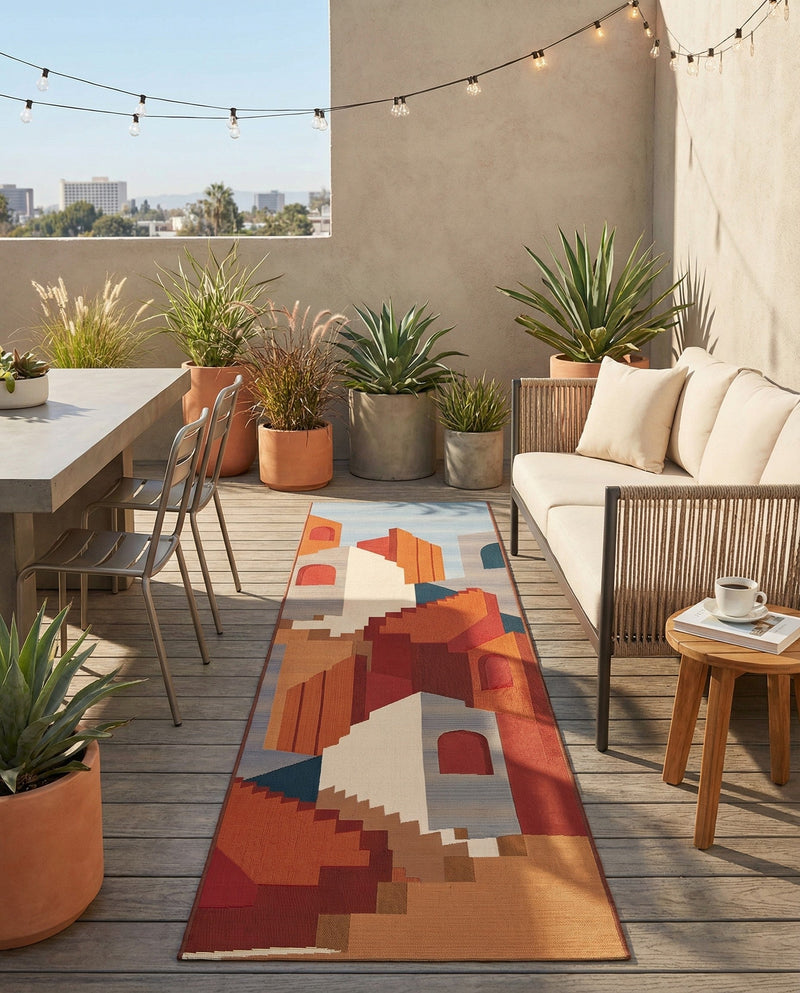 Urban Terrace Collection Area Rug -  Patio Runner Multi  lifestyle 51