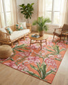 Seaside Blooms Collection Area Rug -  Kyoto Rectangle Coral  lifestyle 4