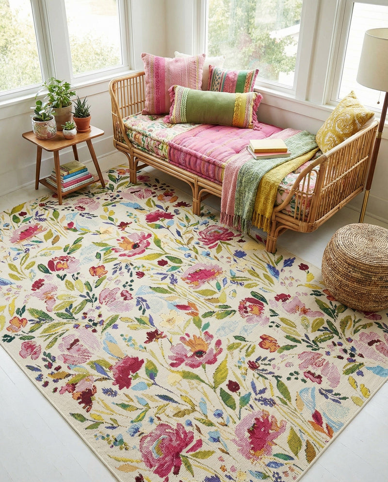 Seaside Blooms Collection Area Rug -  Meadow Rectangle Multi  lifestyle 20