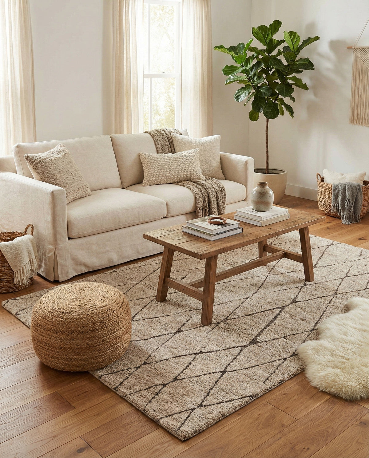 Sahara Berber Wool Collection Area Rug - Marrakesh Rectangle Camel Brown  lifestyle 9