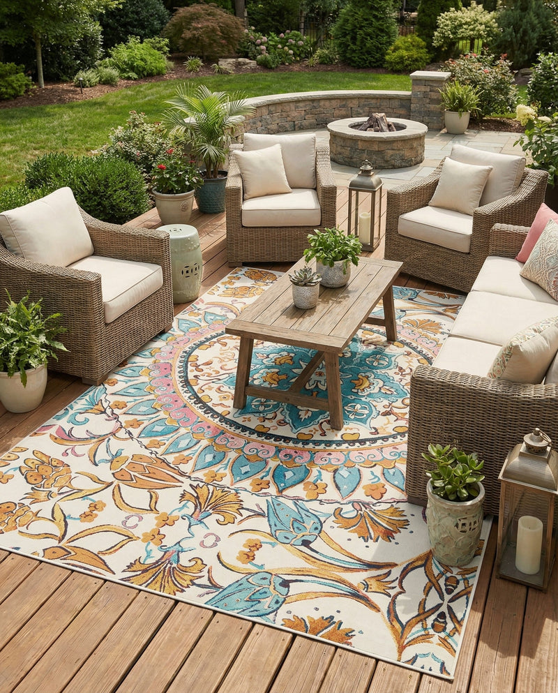 Patio Heritage Collection Area Rug - Tuscany Rectangle Multi  lifestyle 4