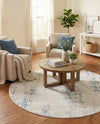 Aegean Elegance Collection Area Rug -  Milos Round Gray Blue  lifestyle 33