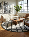 Urban Terrace Collection Area Rug -  Hudson Round Black and White  lifestyle 69