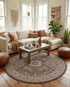 Tribal Terrace Treasures Collection Area Rug -  Incan Isle (Brown) Round Brown  lifestyle 40