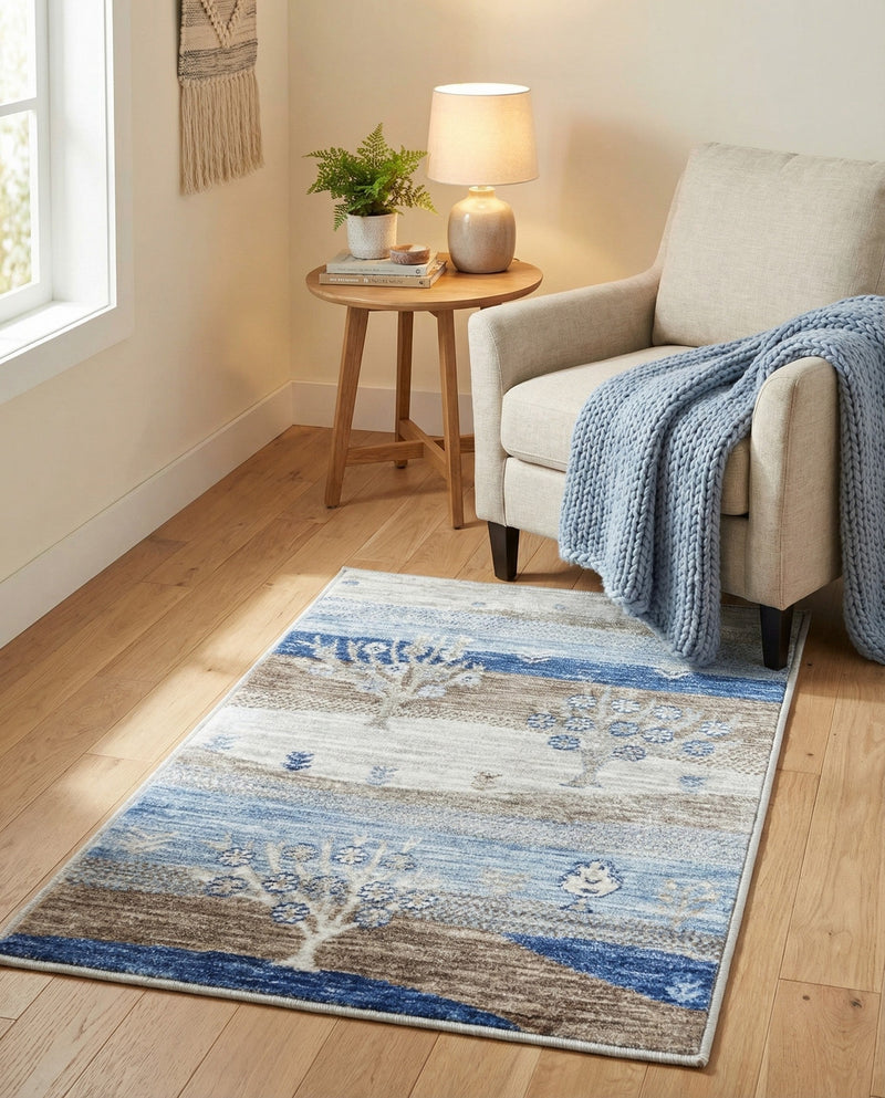 Zagros Shades Collection Area Rug -  Behbahan Rectangle Blue Gray  lifestyle 7