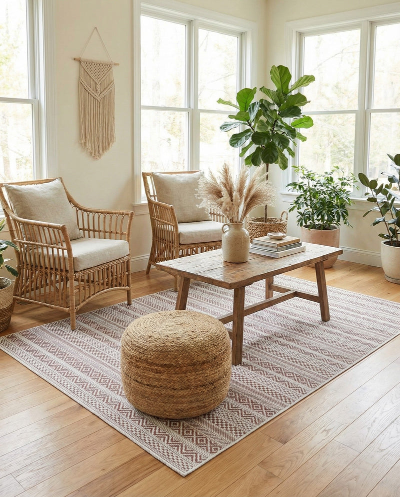 Seaside Stripes Collection Area Rug -  Boardwalk (Red) Rectangle Red  lifestyle 9