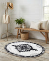 Heritage Elegance Collection Area Rug -  Winterthur (Black and White) Oval Black and White  lifestyle 35