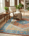 Savannah Threads Collection Area Rug - Charleston Rectangle Orange Yellow  lifestyle 13