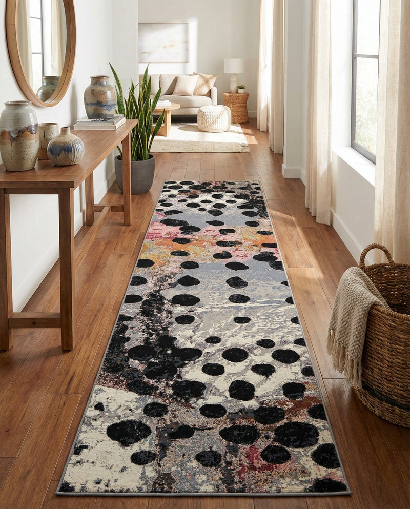 Urban Terrace Collection Area Rug -  Piazza Runner White and Black  lifestyle 52