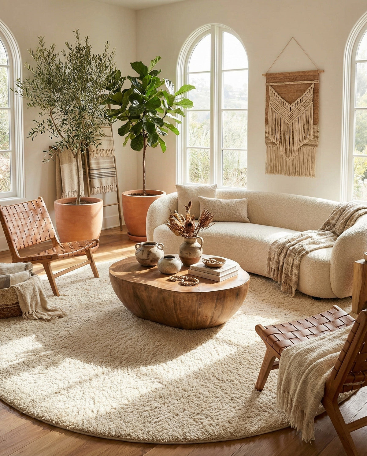 Wellington Luxe Shag Collection Area Rug - Kapiti Round Moroccan Ivory  lifestyle 81
