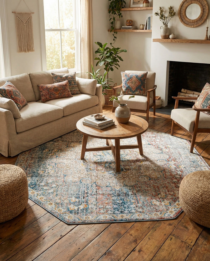 Coastal Haven Collection Area Rug - Seabreeze (Multi) Octagon Multi  lifestyle 58