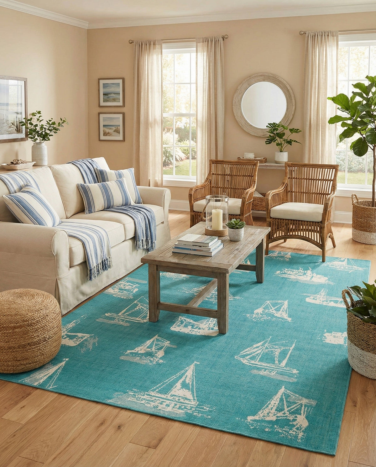 Seaside Haven Rugs Collection Area Rug -  Beachcomber Rectangle Teal  lifestyle 13