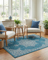 Patio Heritage Collection Area Rug -  Charleston (Teal) Rectangle Teal  lifestyle 15