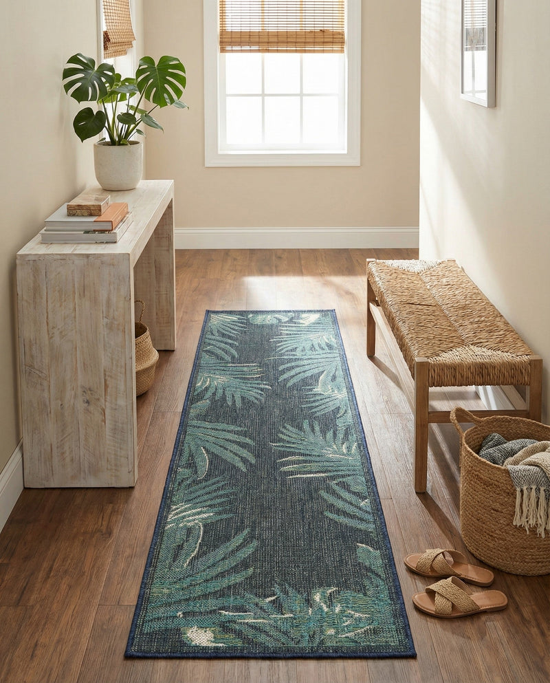 Coastal Terrace Collection Area Rug -  Anchor Runner Navy Blue  lifestyle 57