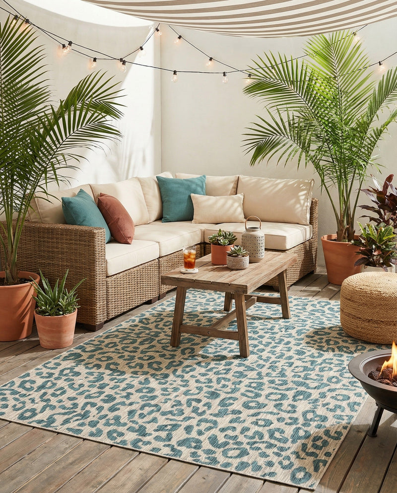 Savannah Escape Collection Area Rug -  Amazon (Teal) Rectangle Teal  lifestyle 10
