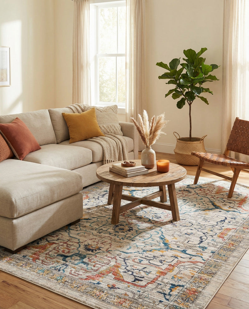 Seville Stripes Collection Area Rug -  Malaga (Ivory) Rectangle Ivory  lifestyle 8