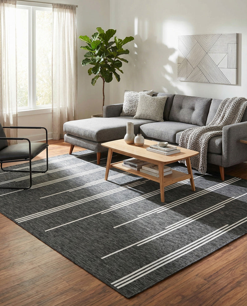 Urban Terrace Collection Area Rug -  Brooklyn Rectangle Black and White  lifestyle 52