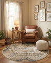 Coastal Manor Collection Area Rug -  Oceanfront Round Blue Beige  lifestyle 34