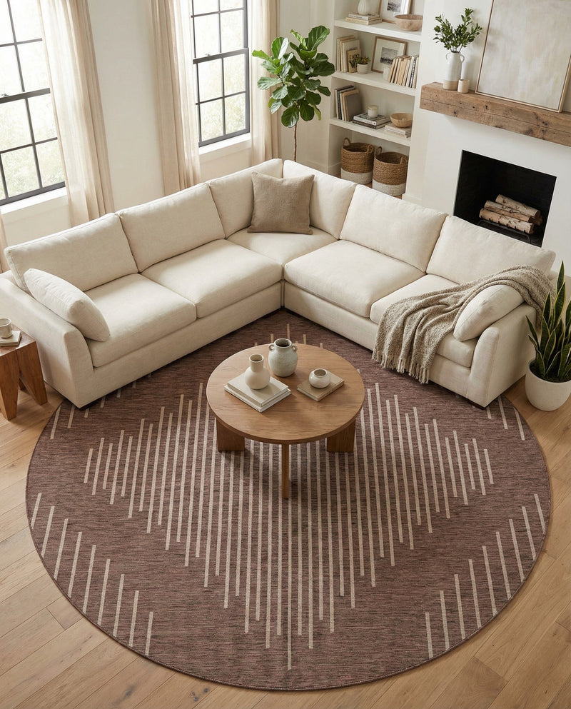 Urban Terrace Collection Area Rug -  Chelsea (Brown) Round Brown  lifestyle 30