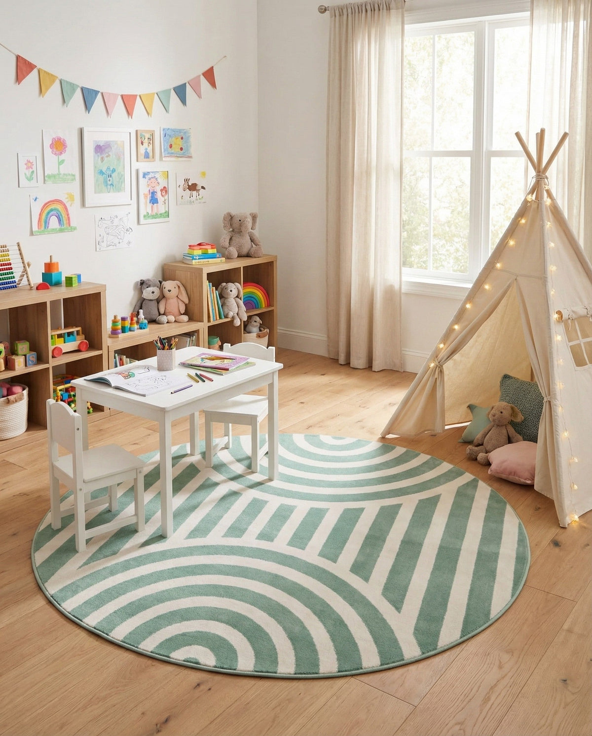 Wonder Tykes Collection Area Rug -  Joydale Round Soft Green  lifestyle 142