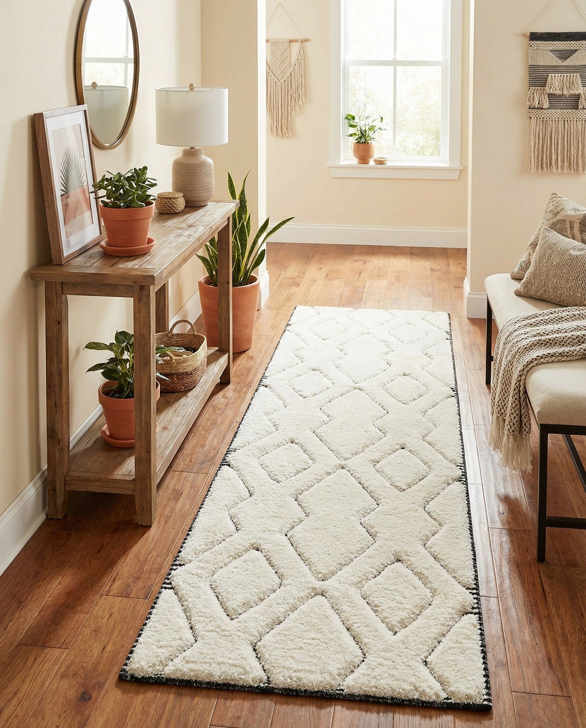 Monochrome Collection Area Rug -  Glacier Runner Ivory White  lifestyle 84