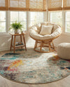 Chromatic Oasis Collection Area Rug -  Azure Round Beige  lifestyle 77