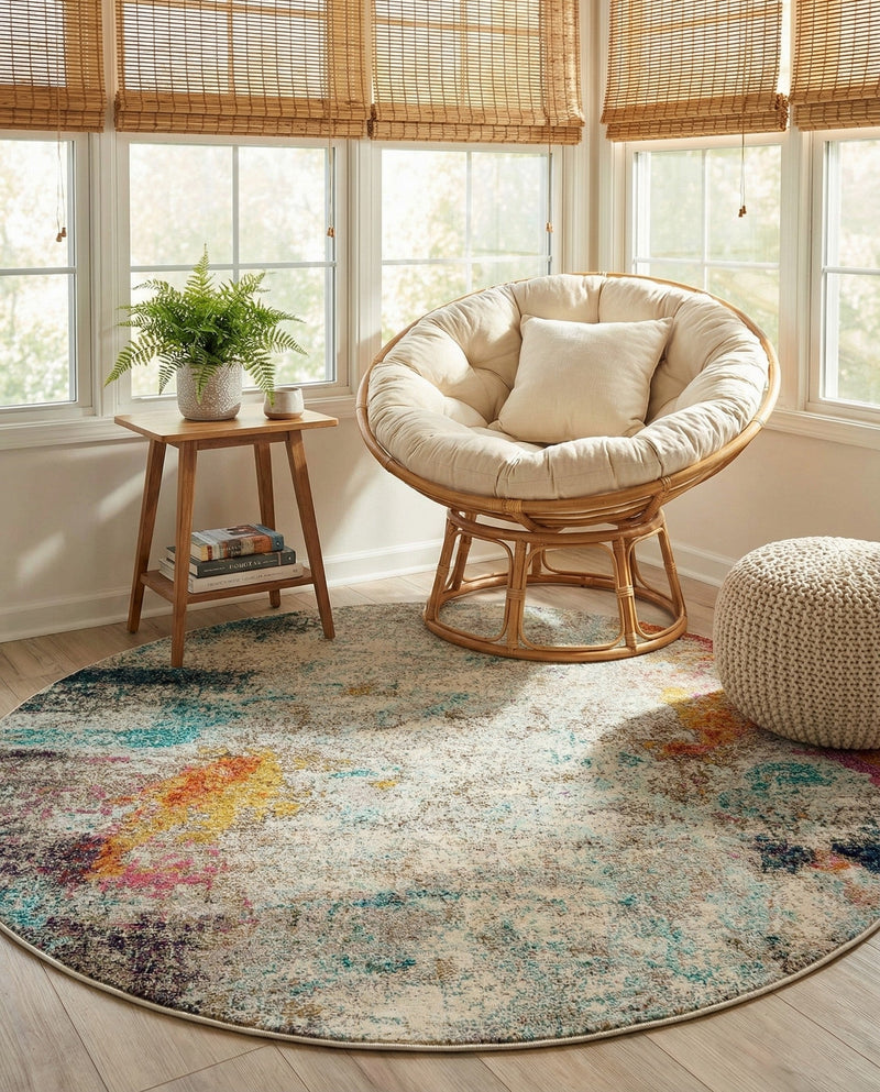 Chromatic Oasis Collection Area Rug -  Azure Round Beige  lifestyle 77
