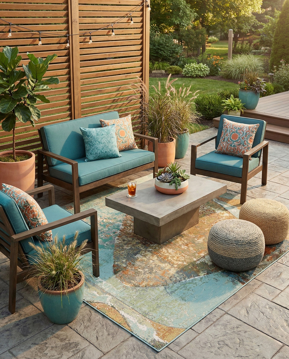 Urban Terrace Collection Area Rug -  Portico Square Multi  lifestyle 83