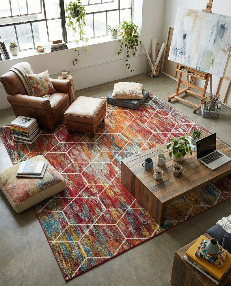 Trellis Mosaic Collection Area Rug - Arborville (Multi) Square Multi  lifestyle 47