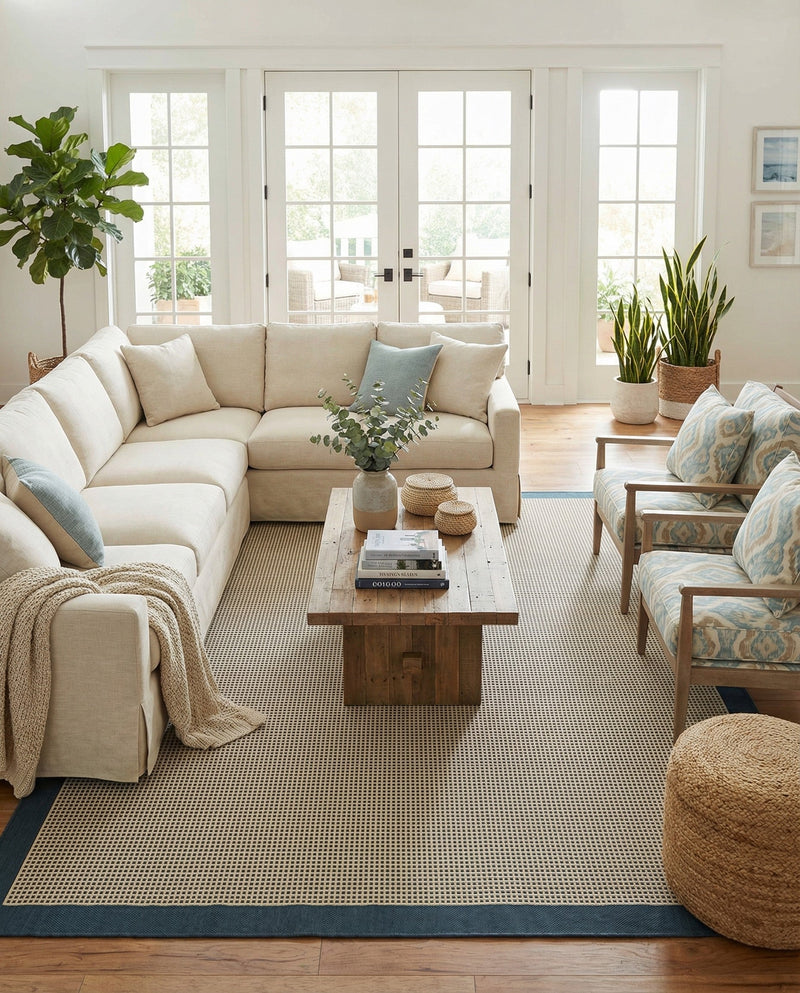 Terrace Fringe Collection Area Rug - Oceanside Rectangle Navy Blue  lifestyle 18