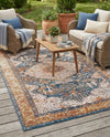 Patio Heritage Collection Area Rug -  Courtyard Rectangle Navy Blue and Light Pink  lifestyle 16