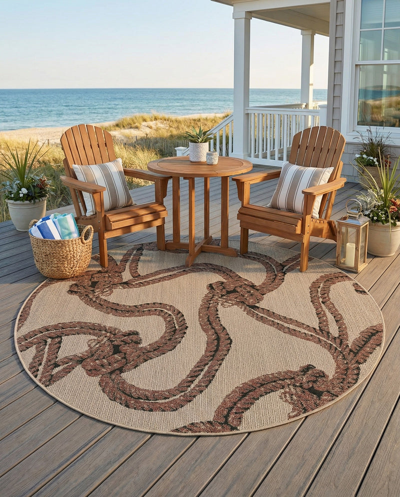Seaside Haven Rugs Collection Area Rug -  Dunes Round Beige  lifestyle 48