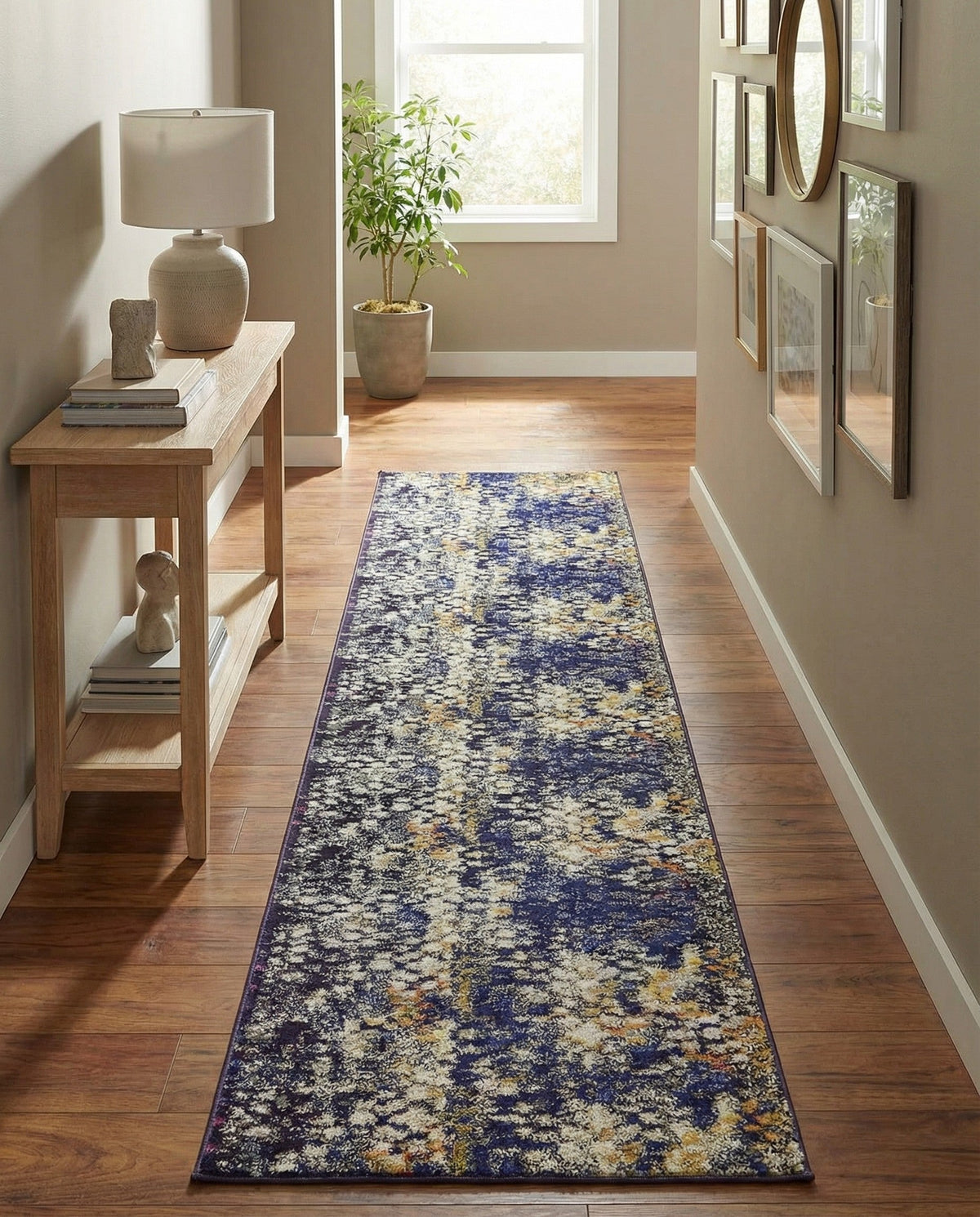 Venetian Tapestry Collection Area Rug - Murano Runner Navy Blue  lifestyle 138