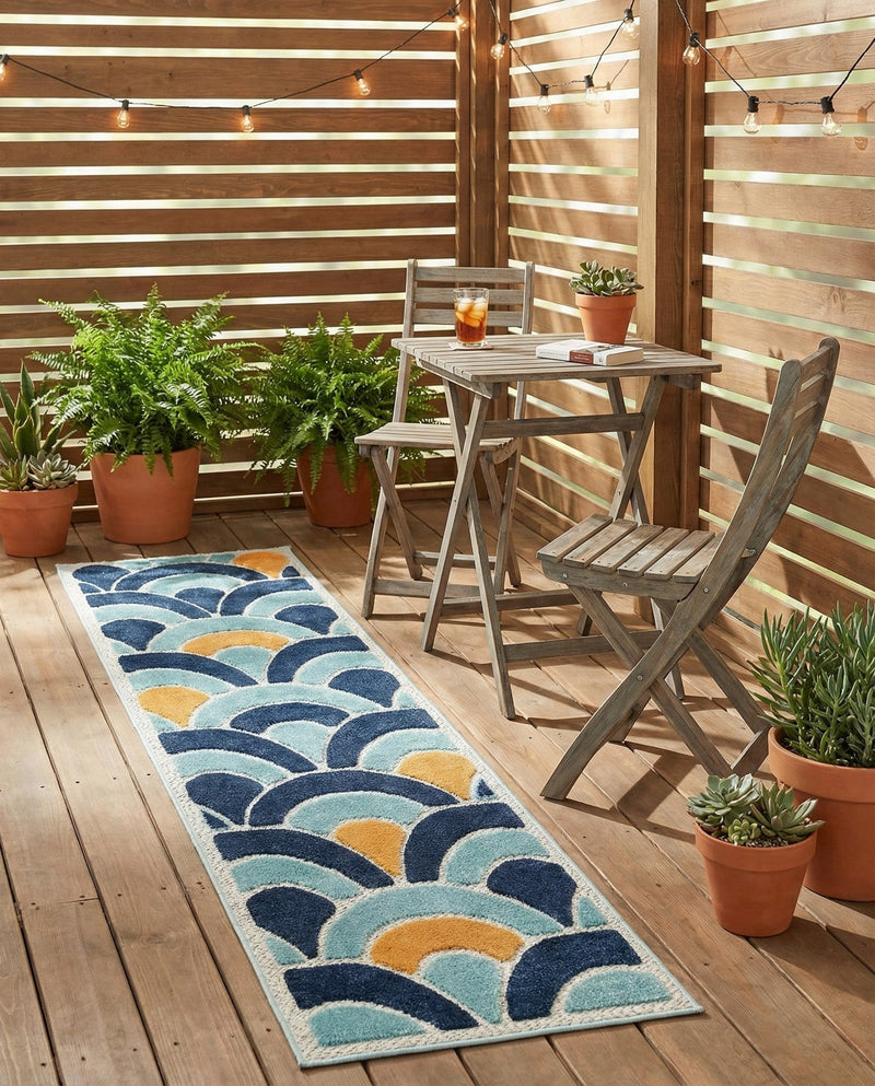 Caribbean Terrace Collection Area Rug -  Barbados Runner Blue  lifestyle 36