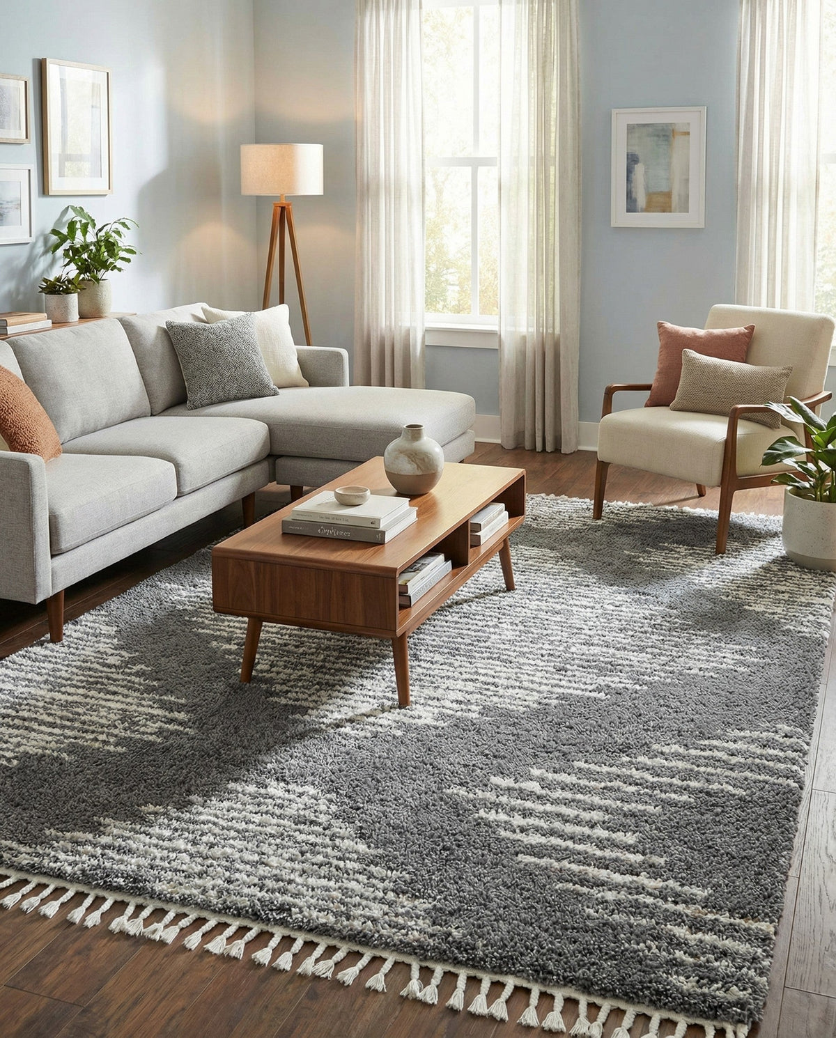 Tranquil Tides Shag Collection Area Rug -  Azure Rectangle Gray  lifestyle 10