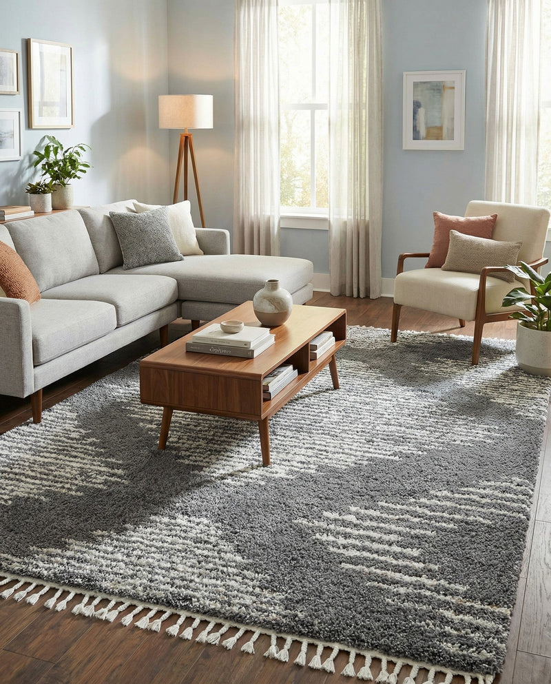 Tranquil Tides Shag Collection Area Rug -  Azure Rectangle Gray  lifestyle 10