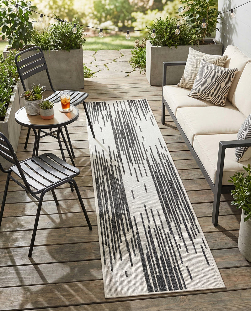 Urban Terrace Collection Area Rug -  Riverside Runner Black and White  lifestyle 73