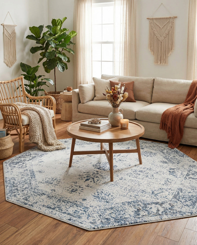 Riviera Elegance Collection Area Rug - Antibes (Light Blue) Octagon Light Blue  lifestyle 53