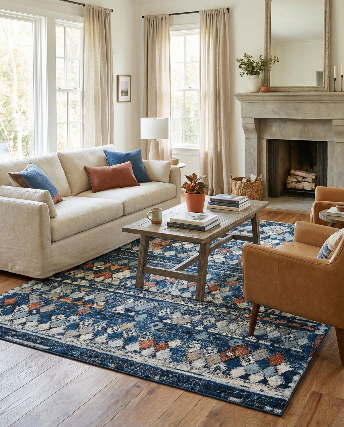 Tangier Treasures Collection Area Rug -  Marrakech Rectangle Navy Blue  lifestyle 17