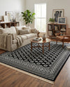 Samarkand Elegance Collection Area Rug -  Margilan (Black and White) Rectangle Black and White  lifestyle 6