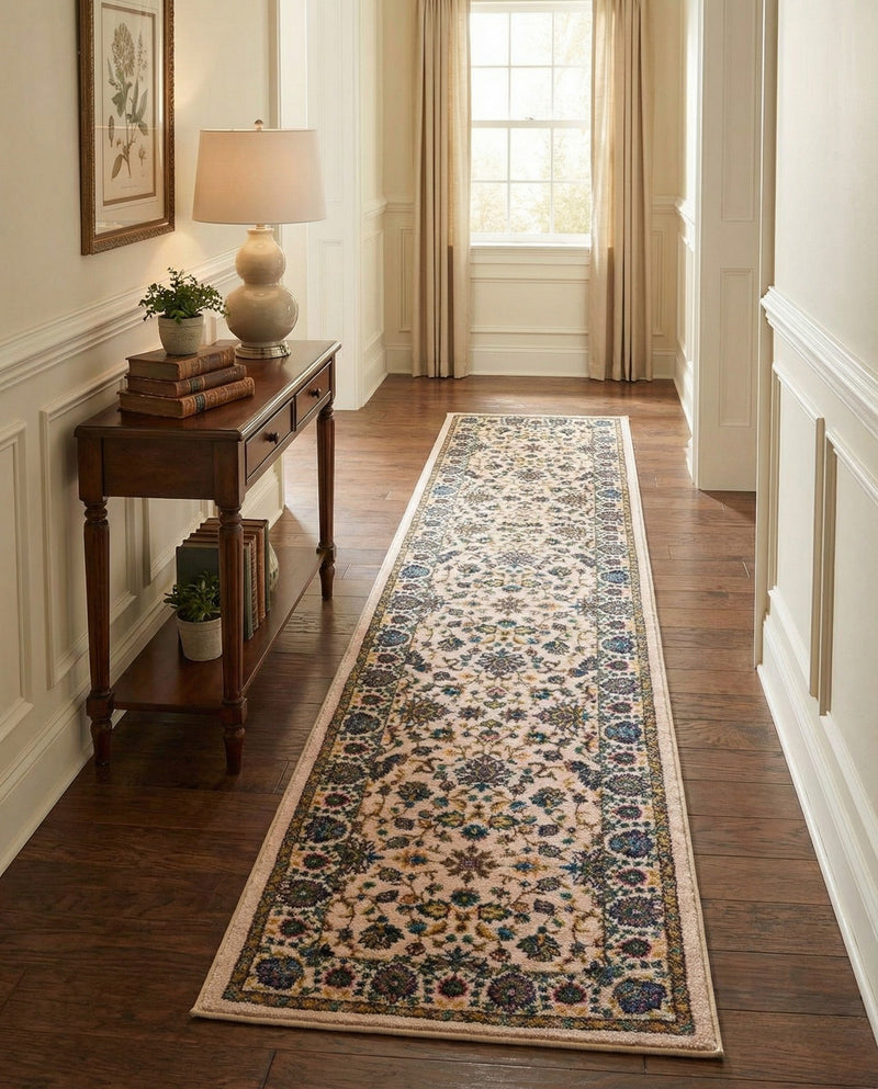 Casablanca Tapestry Collection Area Rug -  Marrakech (Ivory) Runner Ivory  lifestyle 26