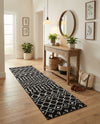 Marrakech Lattice Collection Area Rug - Medina (Black) Runner Black  lifestyle 51